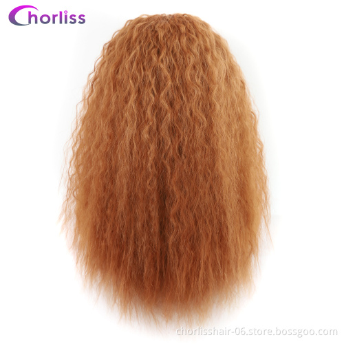 Wholesale Long Straight Natural Black Turban Wigs Deep Curl Wigs Heat Resistant Synthetic Wig With Headband Attached For Women